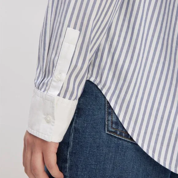 NWOT Everlane Must-Have Shirt in Silky Cotton, Blue White Stripe - Size 6 - Picture 4 of 16